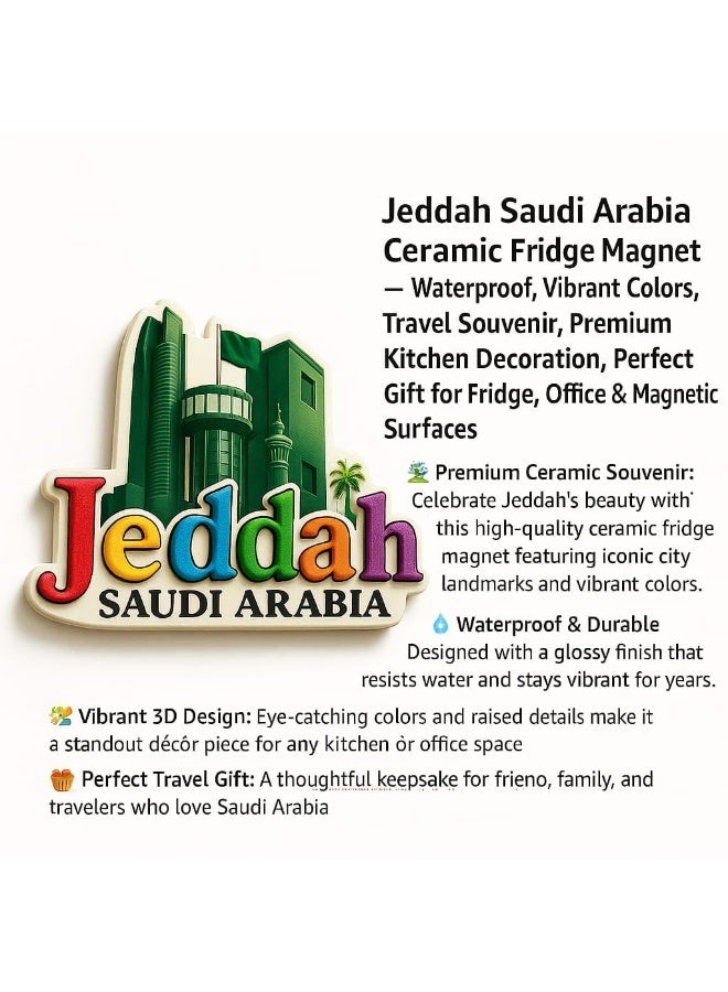 Jeddah Skyline 3D Ceramic Fridge Magnet, Saudi Arabia Souvenir Featuring Iconic Landmarks & Cultural Heritage,Refrigerator Decoration for Home,Office,Travel Gifts & Collectors,Elegant Arabian Keepsake - Image 5
